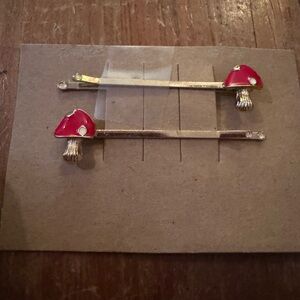 Unk Red and Silver Mushroom Hair Pins